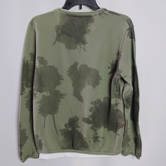 Zara Green Camo Faux White Layered Thermal Shirt M - Picture 4 of 5